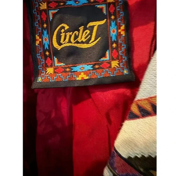 Circle T VTG Country Western Tapestry Aztec Blazer Jacket M Multicolor Cowboy - Picture 9 of 11